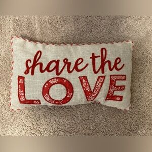 At Home Red and Cream 'Share the Love' Accent Pillow OS